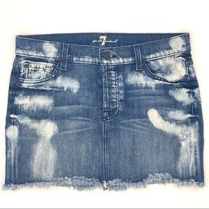 7 for all mankind denim jean frayed mini skirt 26W